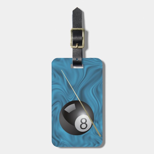 Étiquette À Bagage Billiards - Large ball with Brown Cue Stick (Devant Vertical)