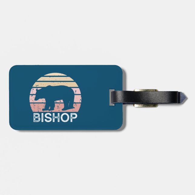 Étiquette À Bagage Bishop California Retro Bear (Dos horizontal)