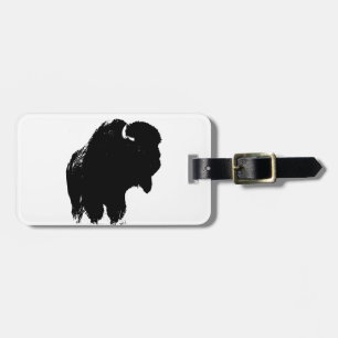 Étiquette À Bagage Bison de bison noir et blanc Pop Art