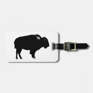 Étiquette À Bagage Bison noir et blanc Silhouette Pop Art