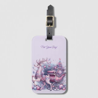 Étiquette À Bagage Bizarre de rennes violet magique