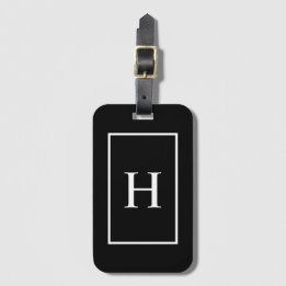 Étiquette À Bagage Black and White Elegant Monogram Luggage Tag