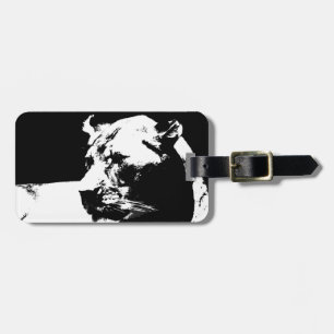 Étiquette À Bagage Black and white femelle lion pop art