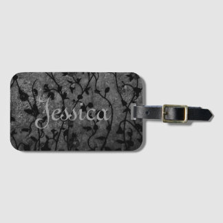 Étiquette À Bagage Black and White Gothic Antique Floral