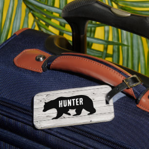 Étiquette À Bagage Black Bear Lodge Hunter Rustique Personnalisé