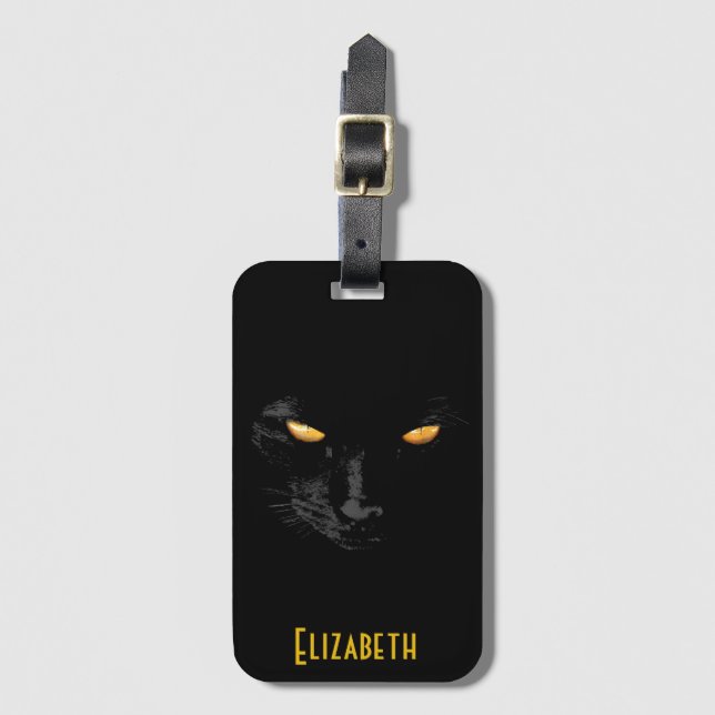 Étiquette À Bagage Black Cat Magic personnalisable (Devant Vertical)
