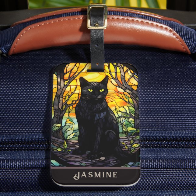 Étiquette À Bagage Black Cat Vitrail jaune (Insitu Rectoal 2)