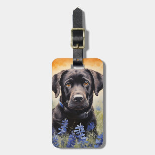 Étiquette À Bagage Black Labrador dans Bluebonnets