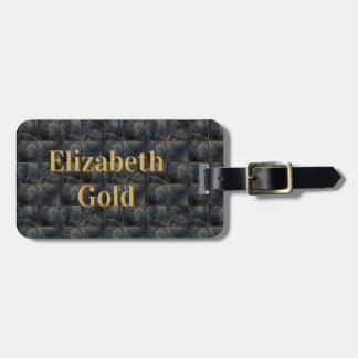 Étiquette À Bagage Black Onyx Tiled Pattern Name Monogram