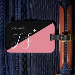 Étiquette À Bagage Black Pink moderne BAG TAG pour elle
