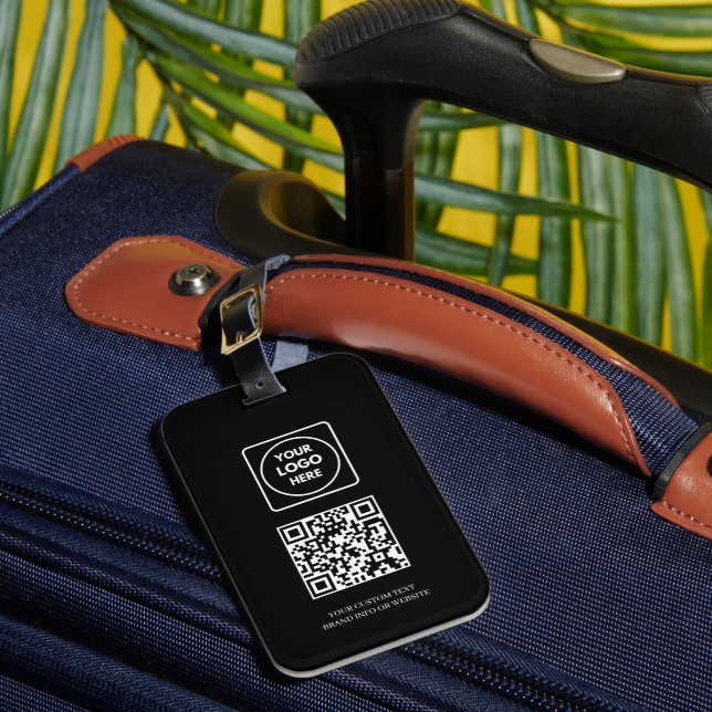 Étiquette À Bagage Black QR | Professional Business Logo ID (Insitu Rectoal 1)