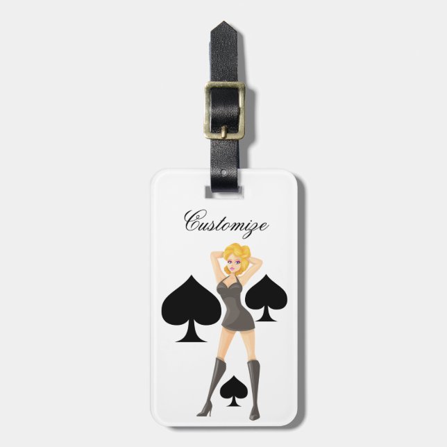 Étiquette À Bagage Black Spades Blonde Queen Thunder_Cove (Devant Vertical)