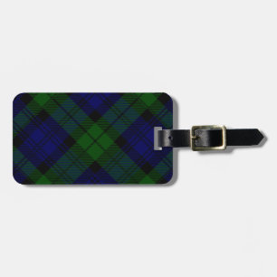 Étiquette À Bagage Black Watch Tartan bleu vert Plaid