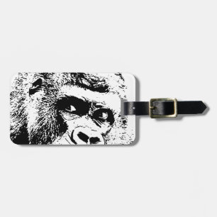 Étiquette À Bagage Black White Pop Art Gorilla