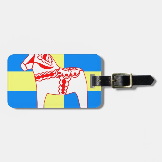 Étiquette À Bagage Blanc de cheval de la Suède Dala (Devant horizontal)
