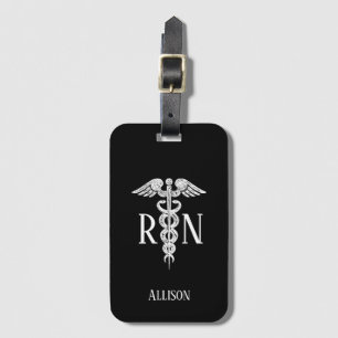Étiquette À Bagage Blanc Médicale de noir de caducée de RN
