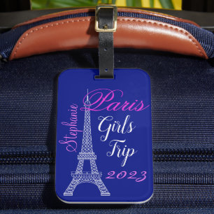 Étiquette À Bagage Bleu Chic Paris France Tour Eiffel Voyage filles
