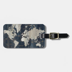 Étiquette À Bagage Bleu de carte de Vieux Monde