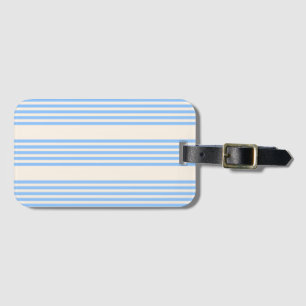 Étiquette À Bagage Bleu et beige cinq rayures motif