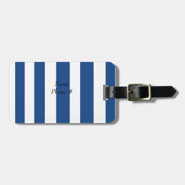 Étiquette À Bagage Bleu Et Blanc (Devant horizontal)