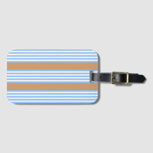 Étiquette À Bagage Bleu et blanc cinq bandes motif avec bronze