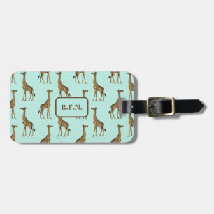 Étiquette À Bagage Bleu et Brown de belles Giraffes