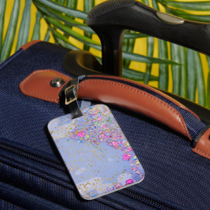Étiquette À Bagage Bleu Fille Glam rose or étincelles