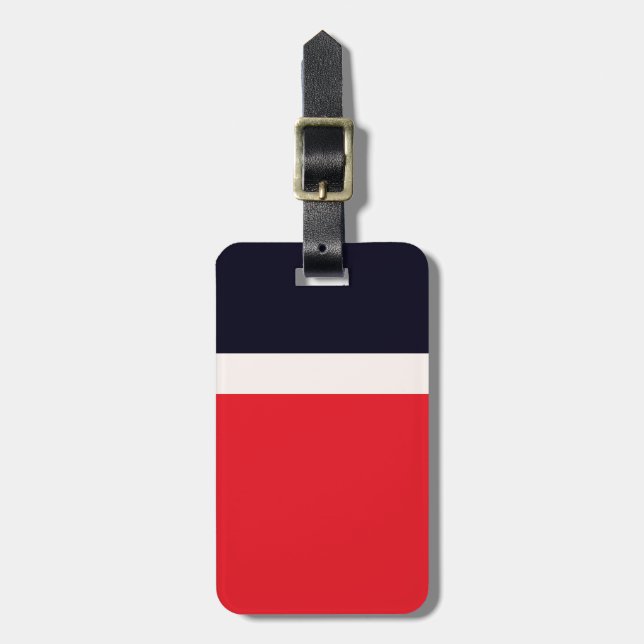 Étiquette À Bagage Bleu Marine Avec Rouge (Devant Vertical)