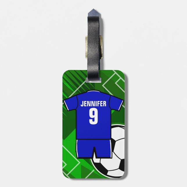 Étiquette À Bagage Bleu personnalisé de Jersey de football avec le (Dos Vertical)