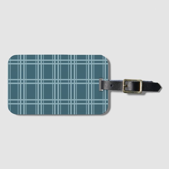Étiquette À Bagage Bleu plaid (Devant Horizontal)