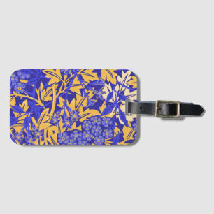 Étiquette À Bagage Bleu vif ornemental et jaune or