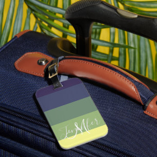 Étiquette À Bagage Bleus + Blocage couleur vert