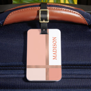 Étiquette À Bagage Blocage de couleur Blancs Rose Or Foil