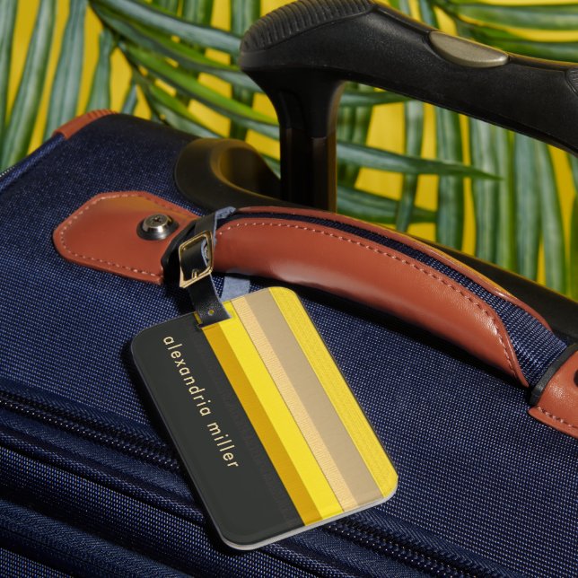Étiquette À Bagage Blocs de couleur moutarde tendance (Insitu Rectoal 1)