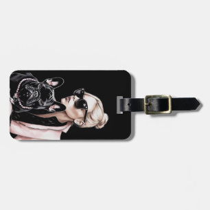 Étiquette À Bagage Blonde fille en lunettes de soleil noir Français b