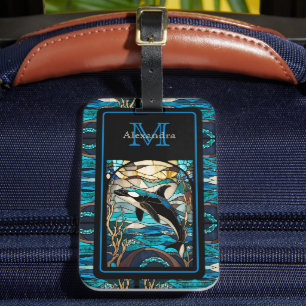 Étiquette À Bagage Blue Beach Life Orca Whale dans l'océan