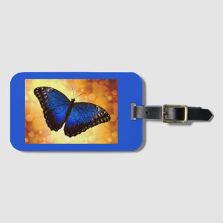 Étiquette À Bagage Blue Morpho Butterfly on Gold Luggage Tag