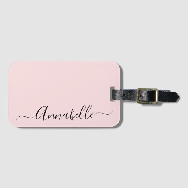 Étiquette À Bagage Blush Dusty rose Nom personnalisé (Devant Horizontal)