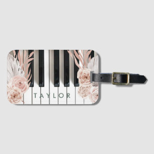 Étiquette À Bagage boho fleurs piano design bagage tag