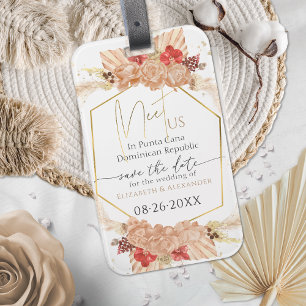 Étiquette À Bagage Boho Floral Terracotta Gilded Script Enregistrer L