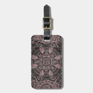 Étiquette À Bagage Boho Rose Gold Grey Mandala Design élégant