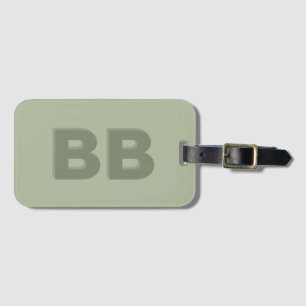 Étiquette À Bagage Boho Vert Sauge Monogramme Initial Moderne