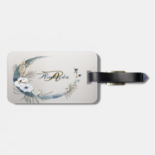 Étiquette À Bagage Boho White Orchidée Fleurs Blue Moon Elegant Party