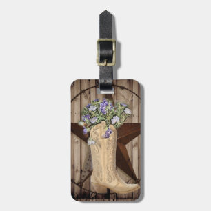 Étiquette À Bagage bois de grange rustique fleur sauvage pays occiden