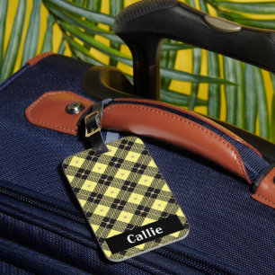 Étiquette À Bagage Bois de Lumberjack noir et jaune