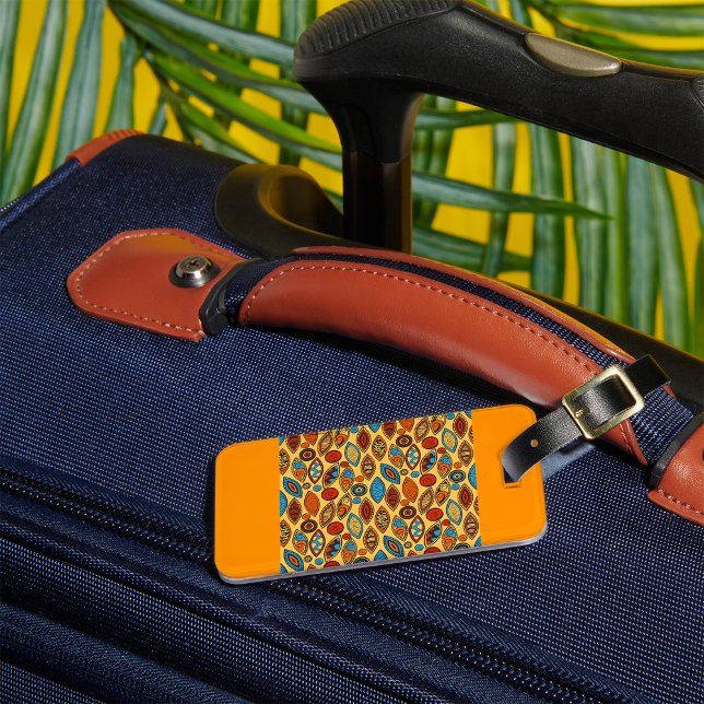 Étiquette À Bagage Bold Tribal Leaf Pattern Boho Abstract (Créateur téléchargé)