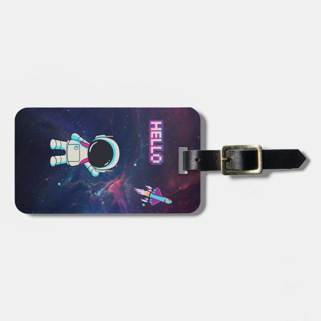 Étiquette À Bagage Bonjour de l'espace. (Devant horizontal)