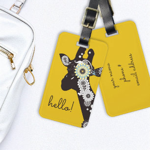 Étiquette À Bagage Bonjour ! - Giraffe Cool Jaune