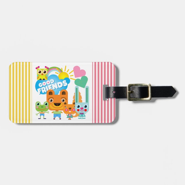 Étiquette À Bagage Bons amis d'animaux (Devant horizontal)