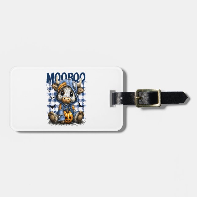 Étiquette À Bagage Boo Halloween Vache Éffrayante Highland (Devant horizontal)